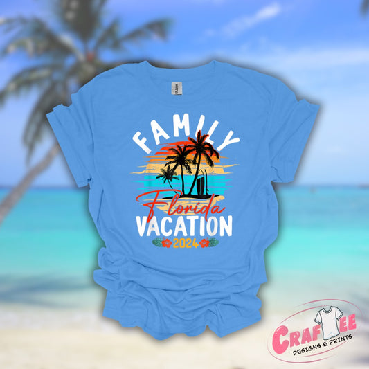 Front View Florida Family Vacation Graphic T-shirt - Craftee Designs & Prints