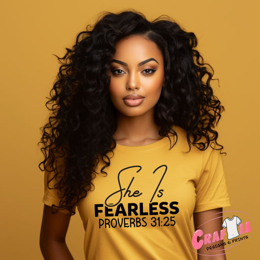 She Is Fearless Christian TShirt - Craftee Designs & Prints