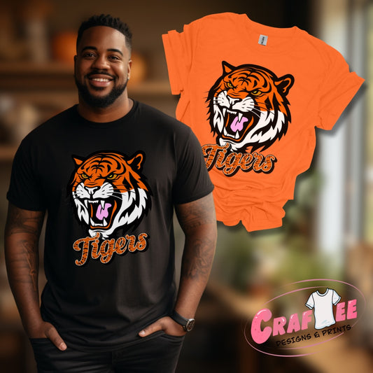 Tiger Head Team Spirit T-Shirt - Craftee Designs & Prints